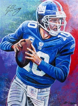 Eli Manning Signed Painting by Bill Lopa (Steiner)